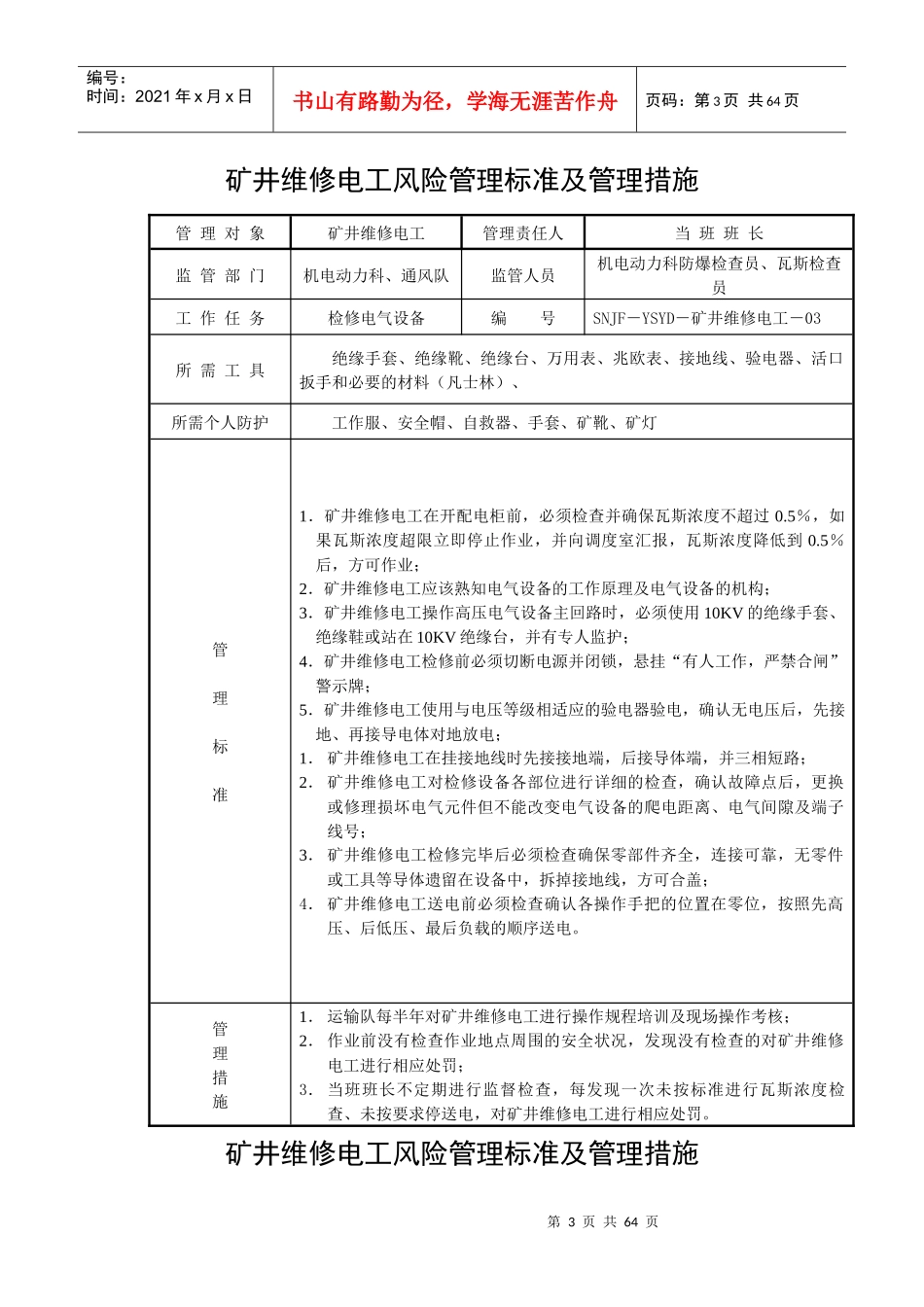 煤矿各岗位管理措施与标准培训资料_第3页