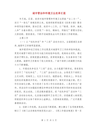 城市管治和环境卫生改革汇报