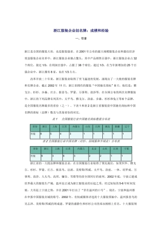 浙江服装企业创名牌的成绩与经验