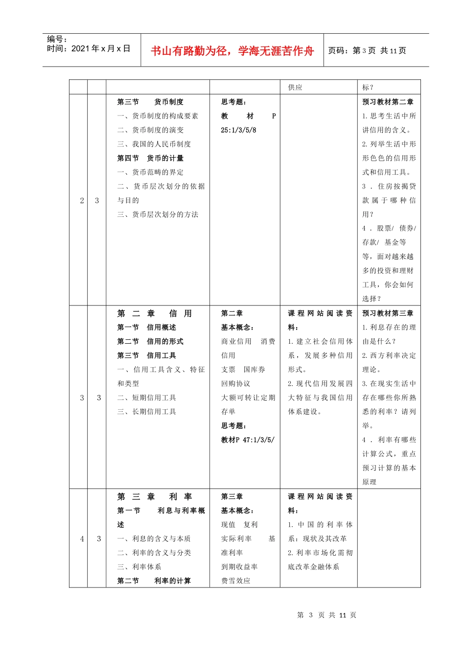 浙江工商大学课程授课提纲货币银行学适用保险0601_第3页