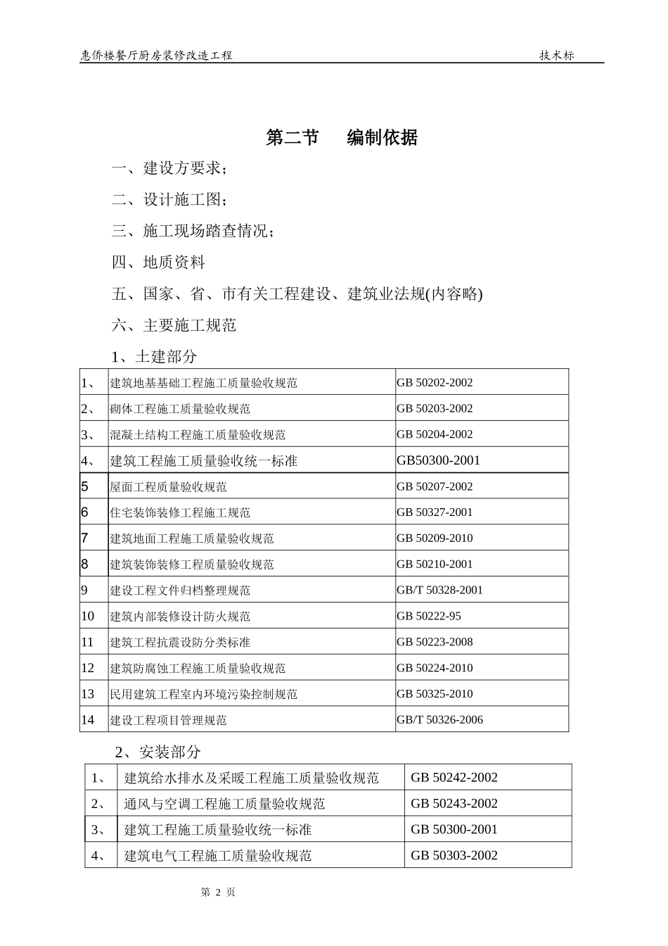 某餐厅厨房装修改造工程施工组织设计_第2页