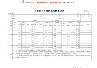 某建筑公司钢筋原材料复试监理核查记录