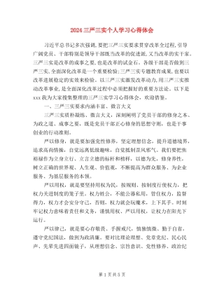 2024三严三实个人学习心得体会