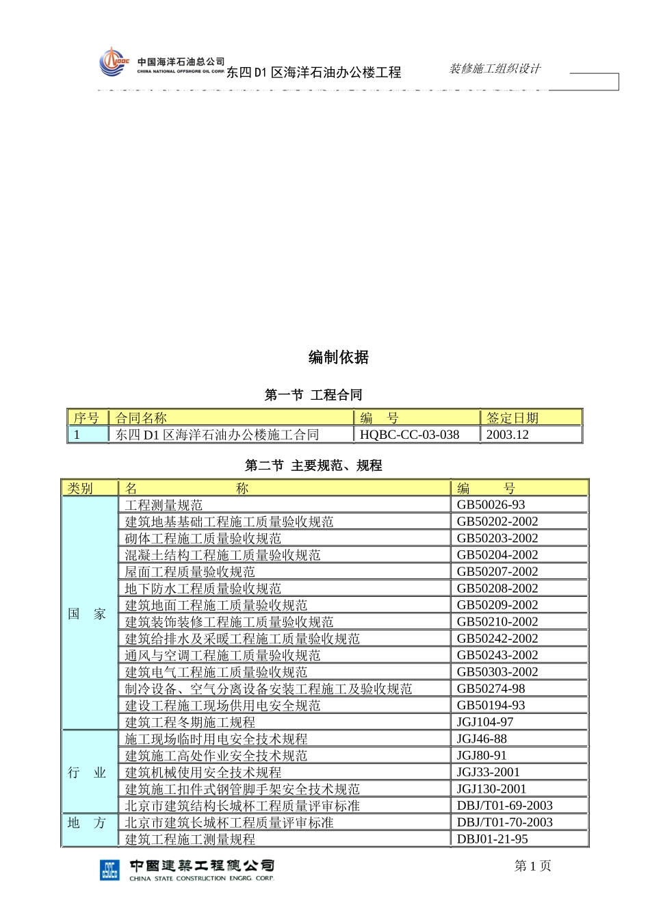 某公司中海油工程装修施工组织设计_第1页