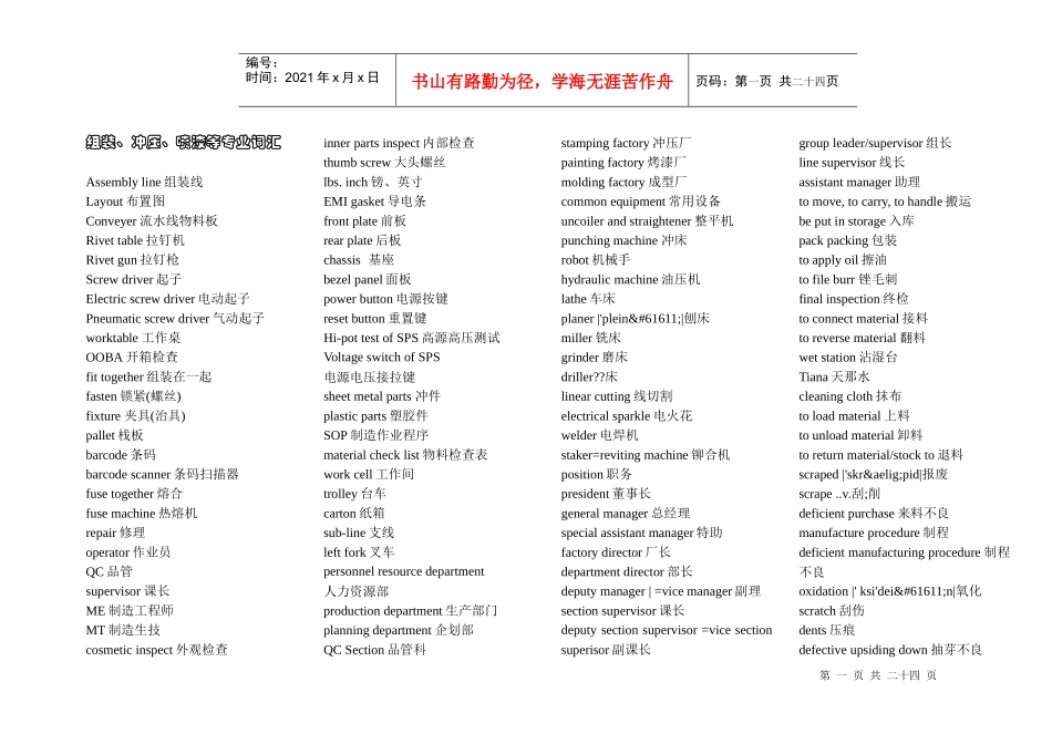 注塑模具用英语单词_第1页