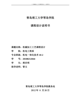 机械制造工艺和排版简要说明)