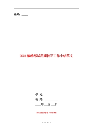 2024编辑部试用期转正工作小结范文