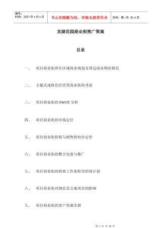 某地产花园商业街推广简案
