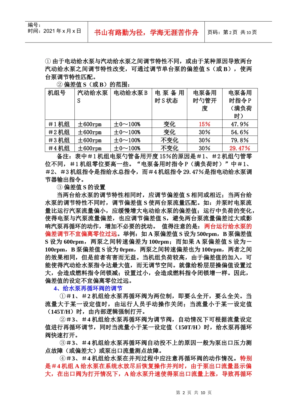 洛河电厂#1～#4机组给水泵操作经验交流_第2页