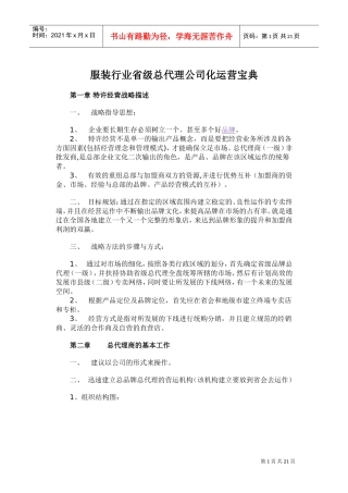 服装行业省级总代理公司化运营宝典(DOC31页)
