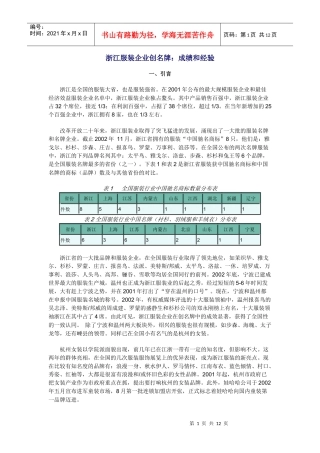 某服装企业创名牌的策略及经验