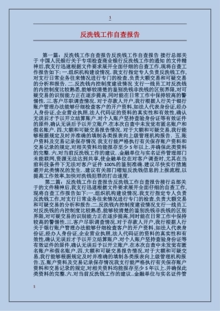 反洗钱工作自查报告