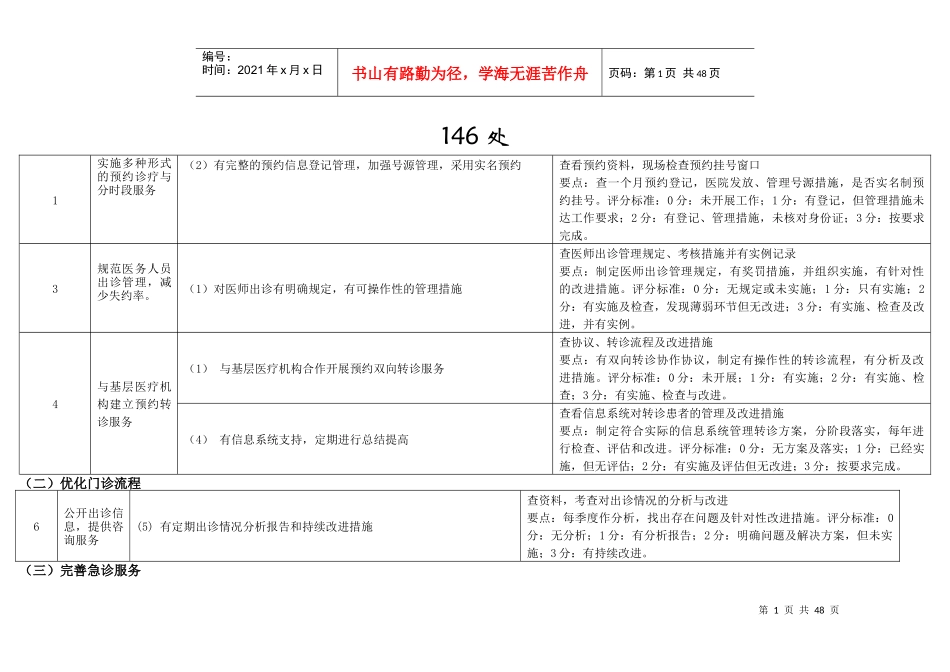 浙江综合医院等级评审标准XXXX版pdca带星项目_第1页
