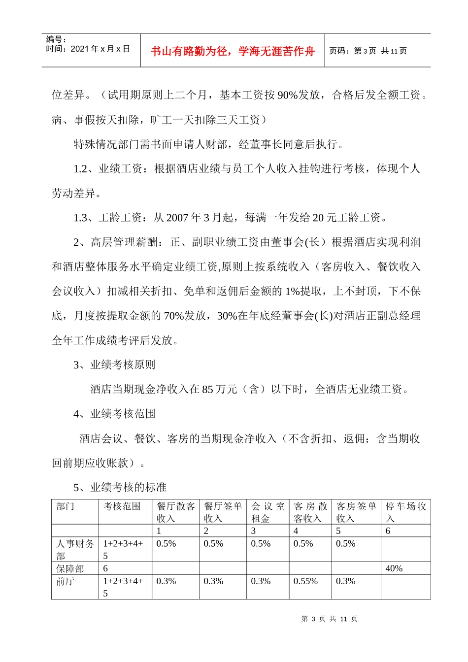 某酒店公司薪酬考核办法_第3页