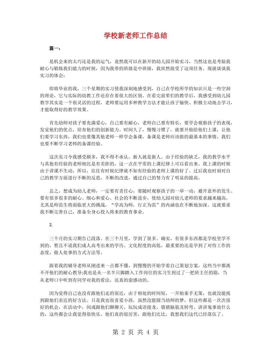 小学新教师工作总结_第2页