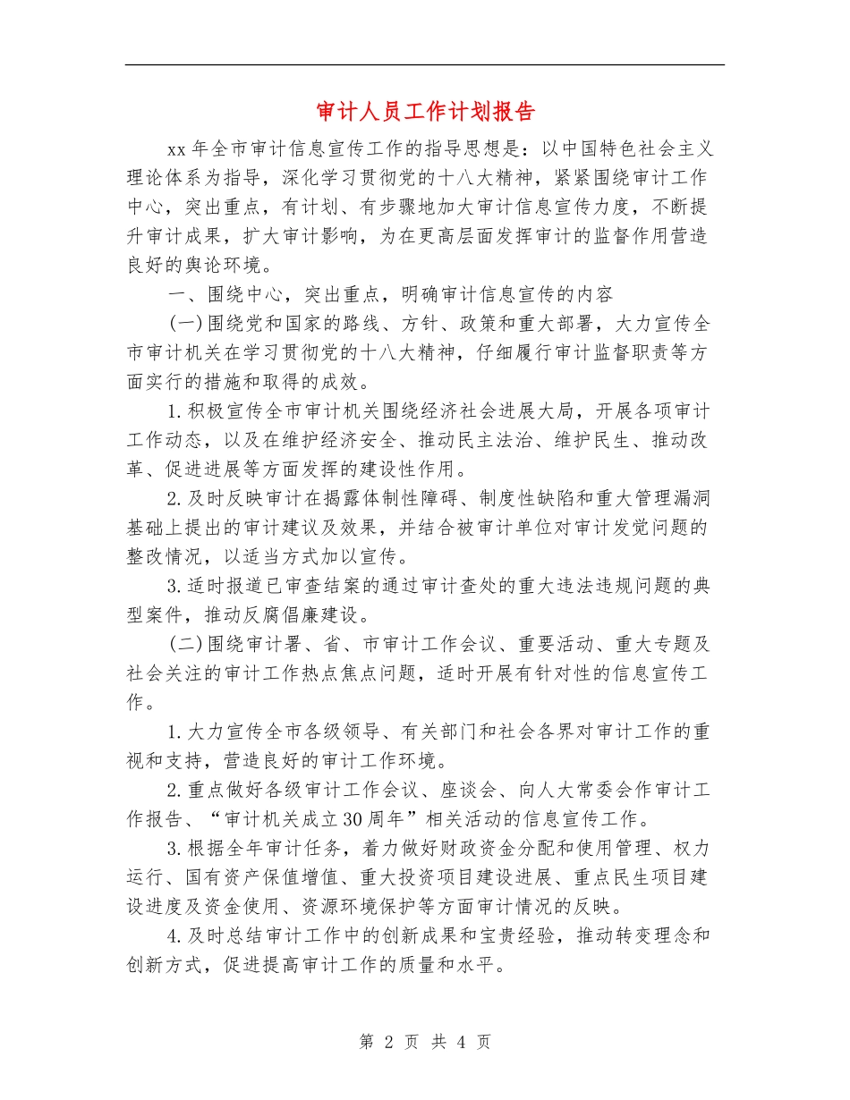 审计人员工作计划报告_第2页