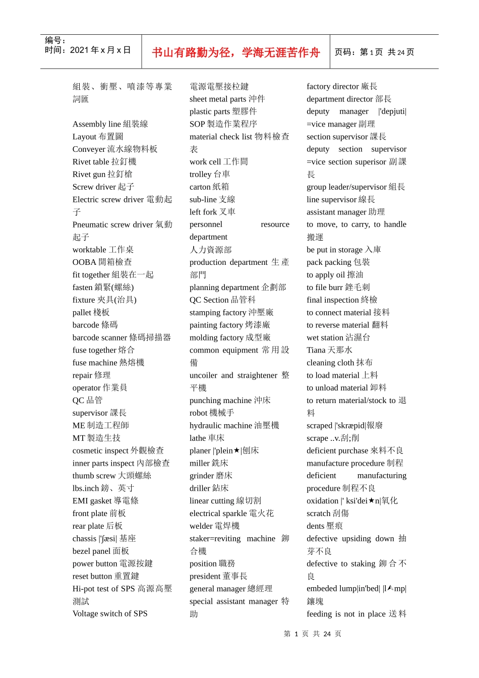 模具相关英语46899615_第1页
