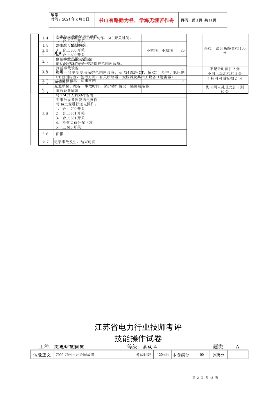 江苏省电力行业技师考评技能操作试题_第2页