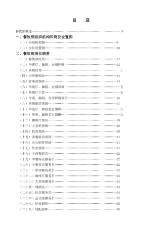 某酒店餐饮部岗位职责规范