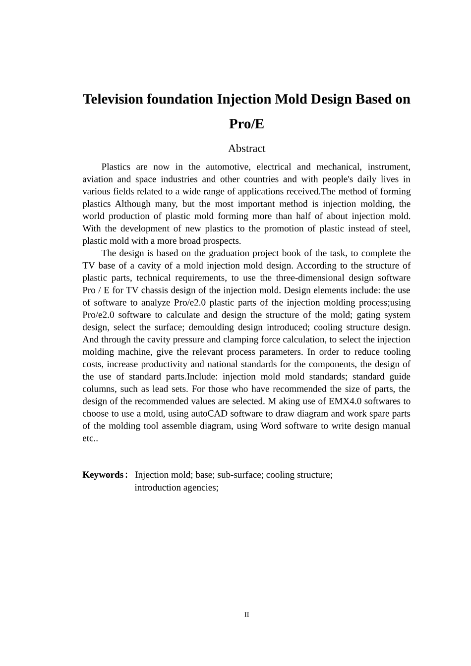 毕业论文——基于proE的电视机底座的注塑模具设计_第3页