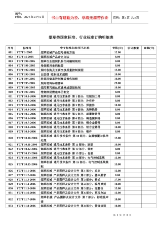 烟草类国家标准、行业标准订购明细表doc-中国烟草标准化