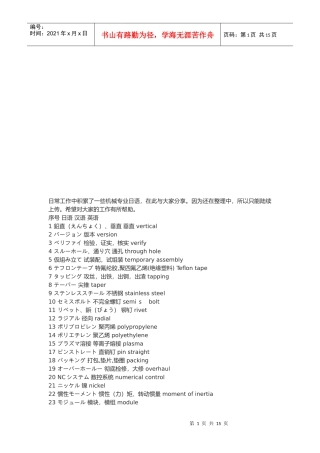 机械日语词汇大全