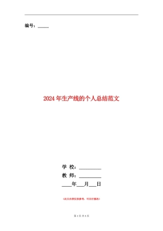 2024年生产线的个人总结范文