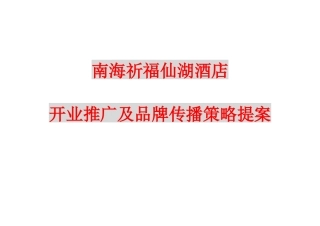 某酒店开业推广及品牌传播策略讲义
