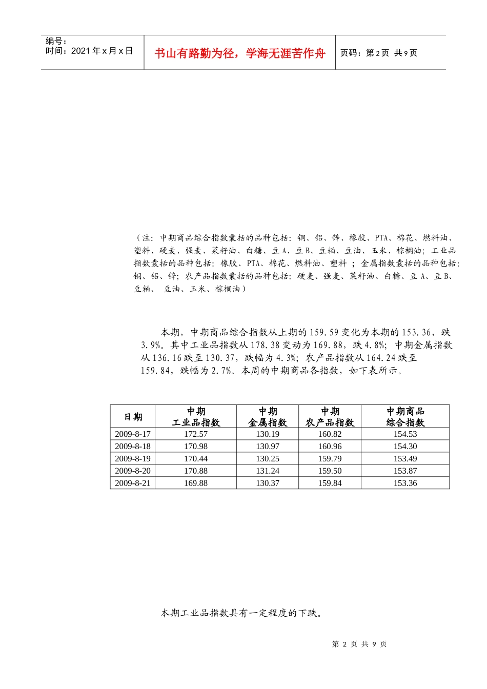 本期中期商品指数基本走势_第2页