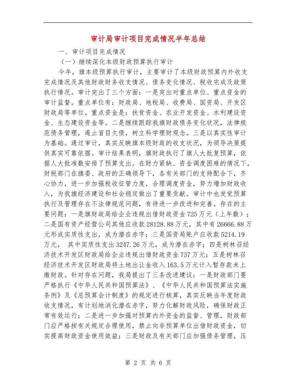 审计局审计项目完成情况半年总结【新版】_第2页