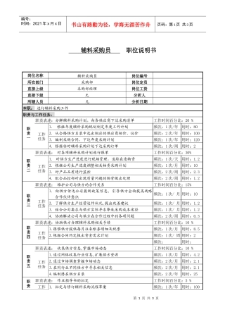 某服装生产企业辅料采购职位说明书