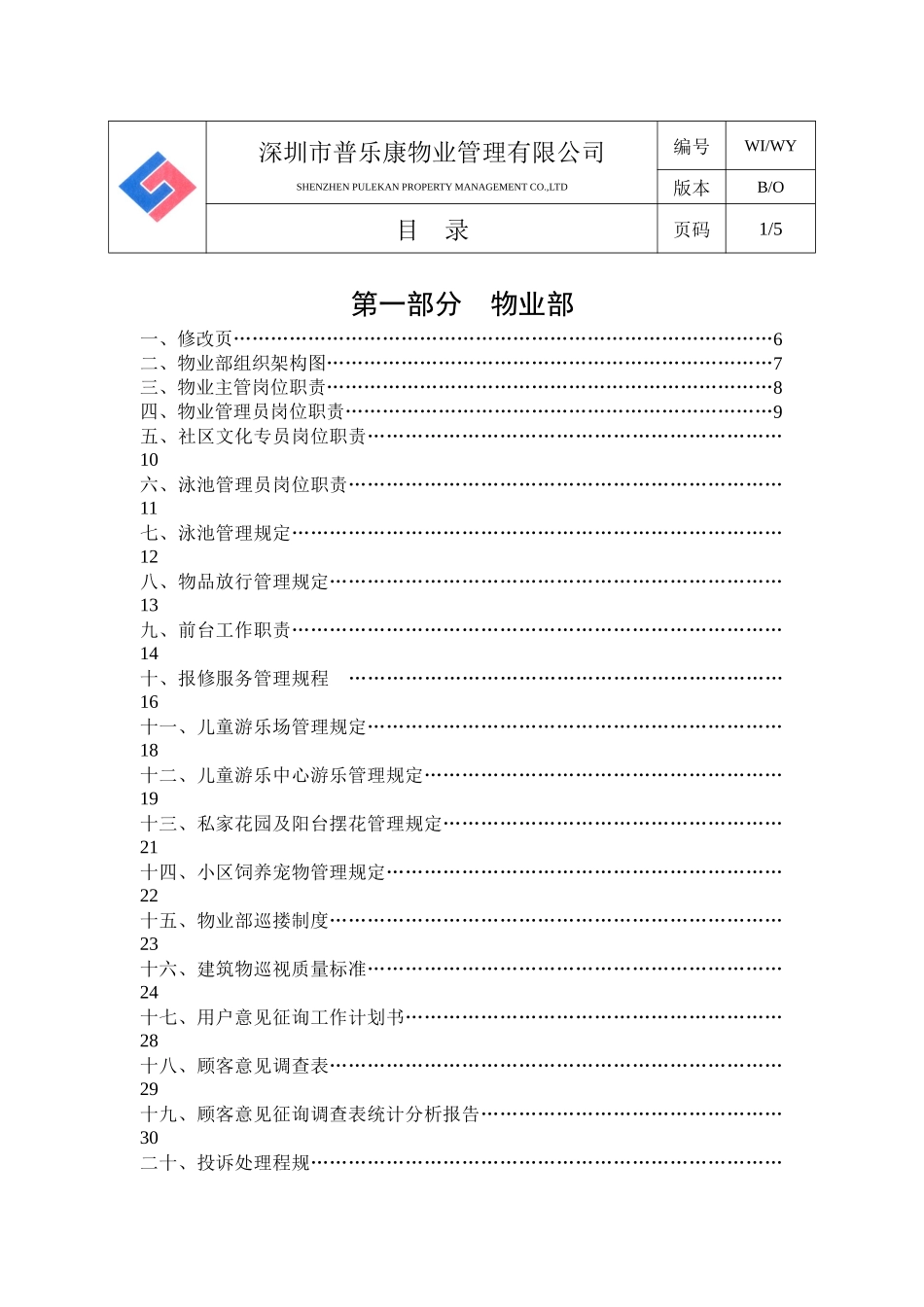 某物业公司物业部作业指导书（DOC 133页）_第1页
