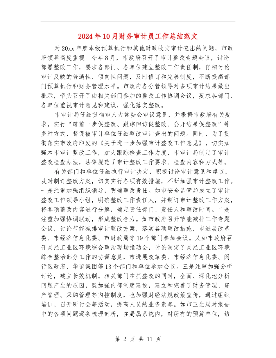 2024年10月财务审计员工作总结范文_第2页