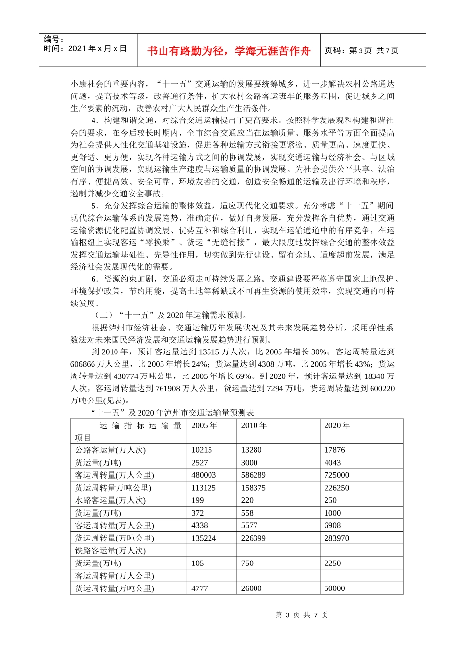 泸州市“十一五”及2020年综合交通体系发展规划_第3页