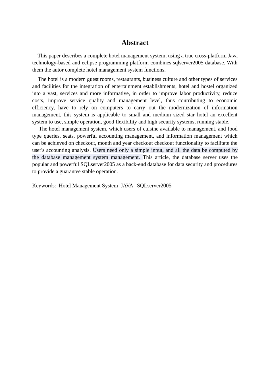 毕业设计(论文)_酒店管理系统论文_第3页