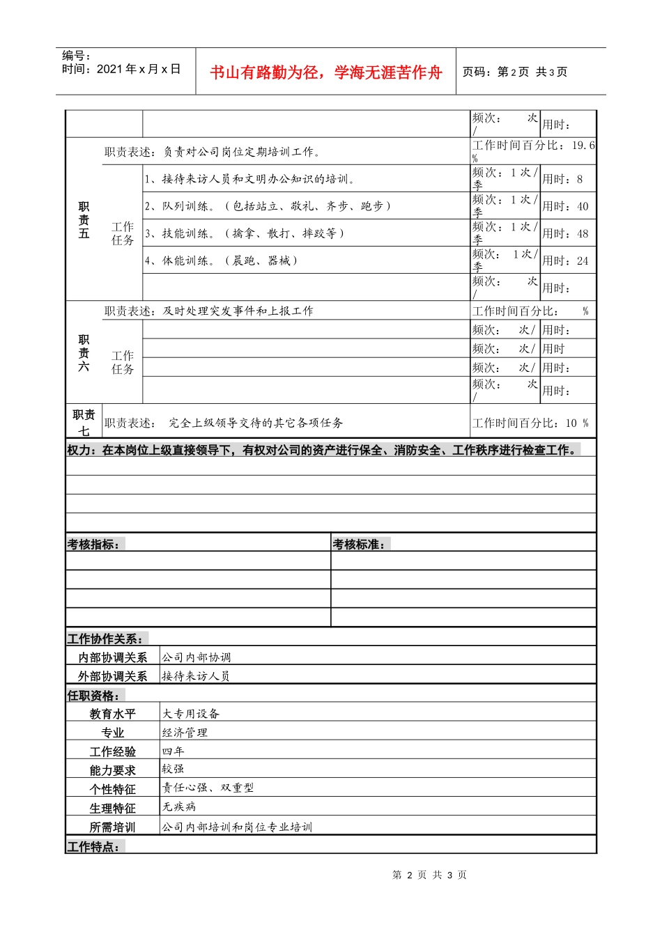 某服装生产企业安检员职位说明书_第2页