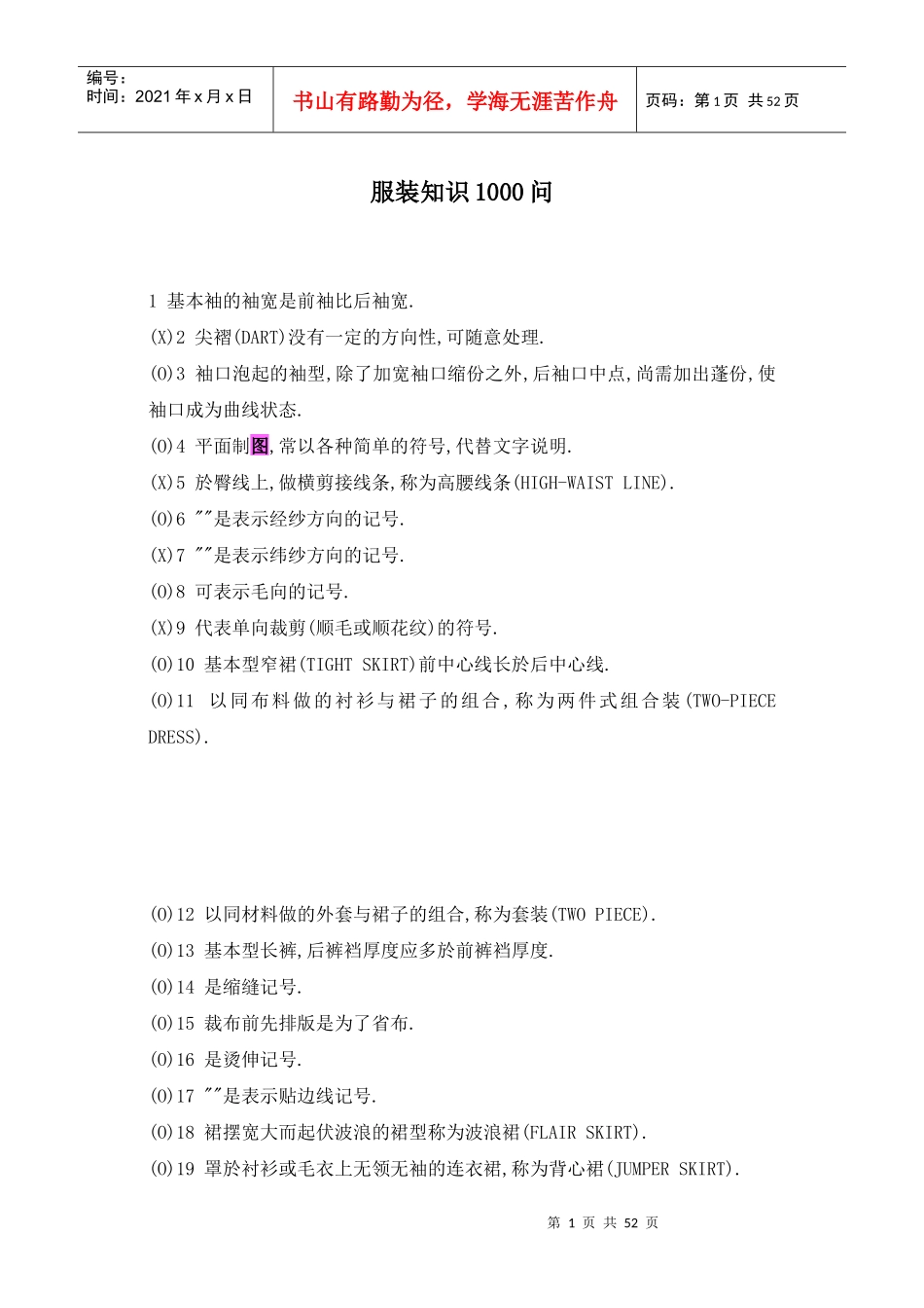 服装行业知识100问_第1页