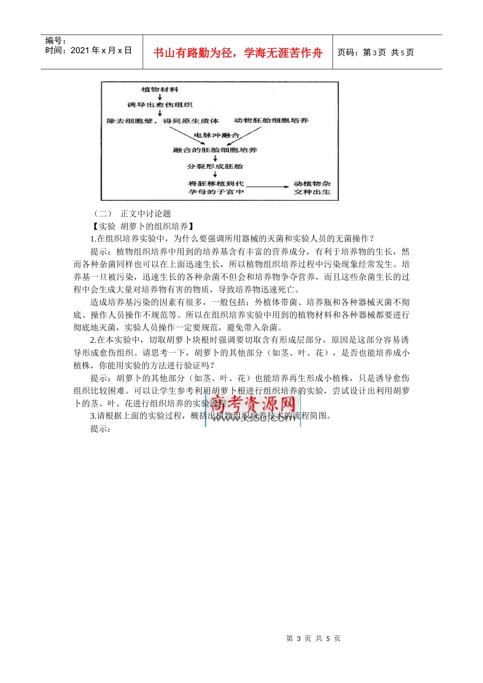植物细胞工程-蚌埠一中生物资源网生物资源首页_第3页
