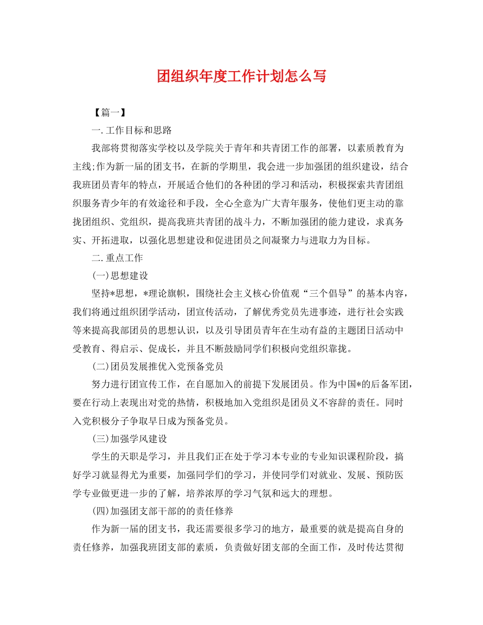 团组织年度工作计划怎么写 _第1页