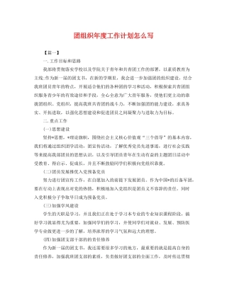 团组织年度工作计划怎么写 