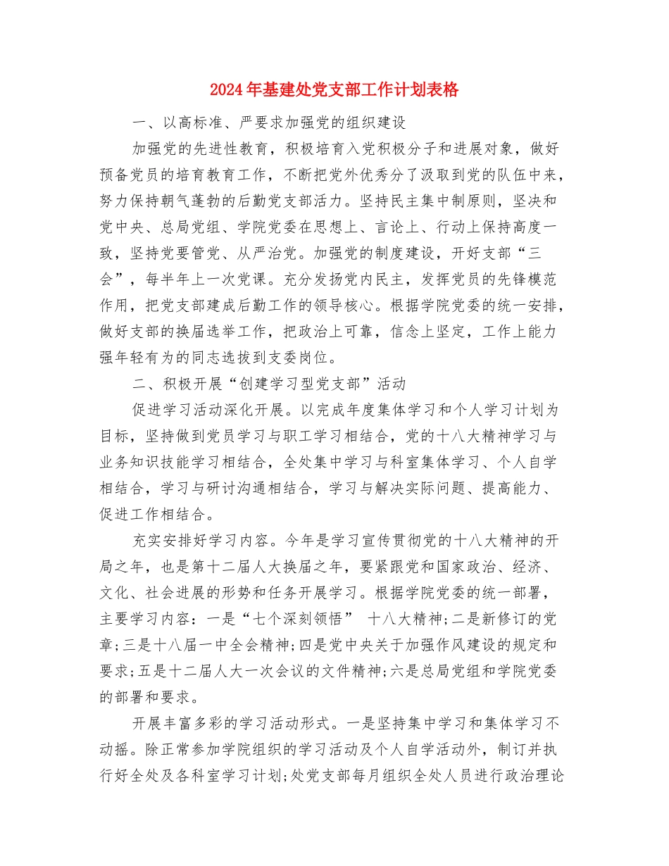 2024年基层镇政府换届选举工作方案与2024年基建处党支部工作计划表格汇编_第3页