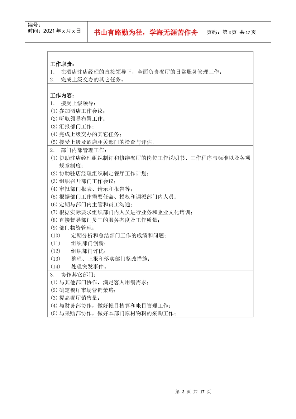 某知名酒店人员岗位说明书_第2页