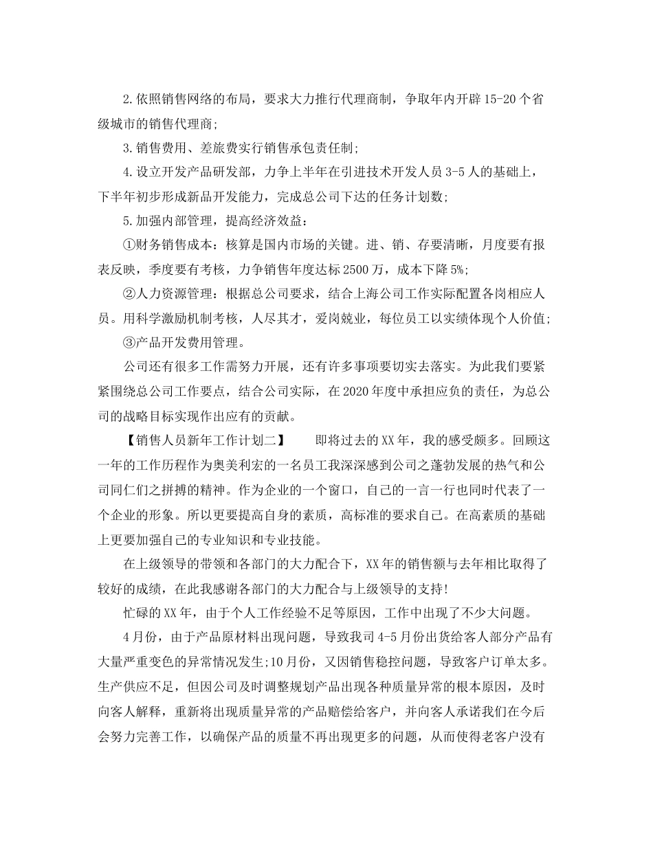 销售人员新年工作计划 _第2页