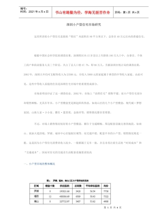 深圳小户型住宅市场研究