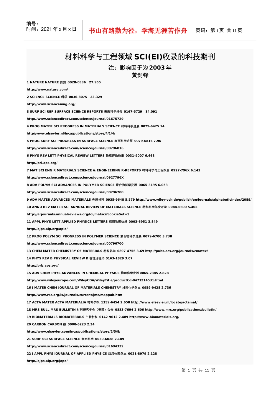 材料科学与工程领域SCI_第1页