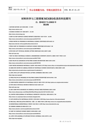 材料科学与工程领域SCI