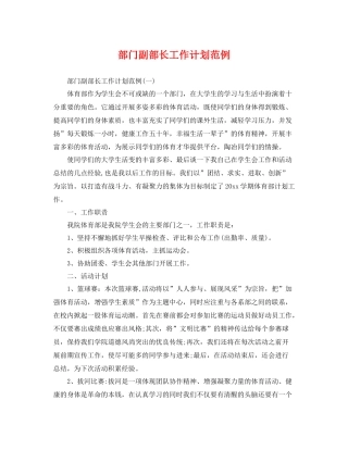 部门副部长工作计划范例 