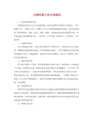 白领年度工作计划报告 