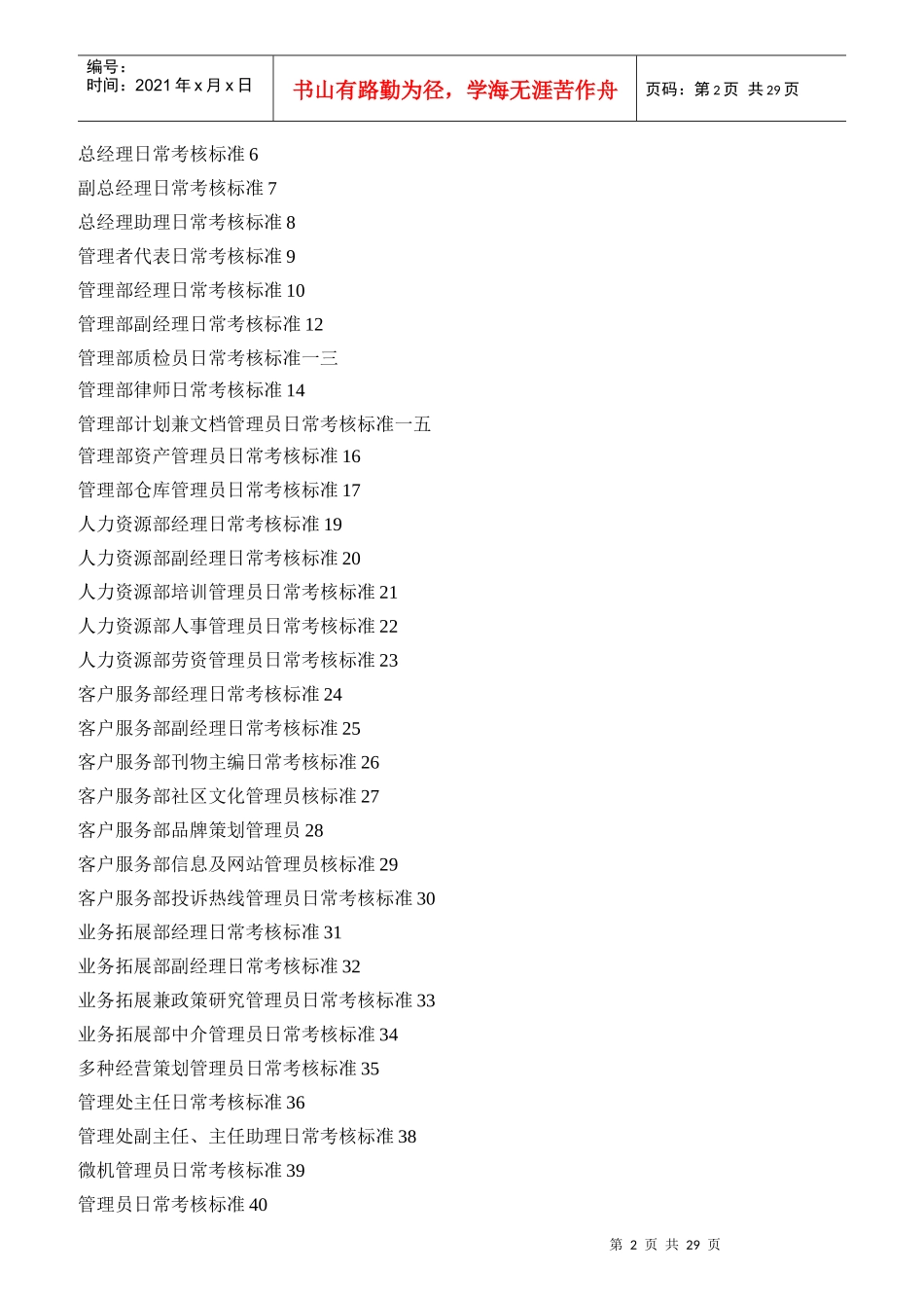 某物业管理公司各岗位日常考核标准_第2页
