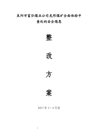 煤业公司龙形煤矿全面体检中查处的安全隐患整改方案